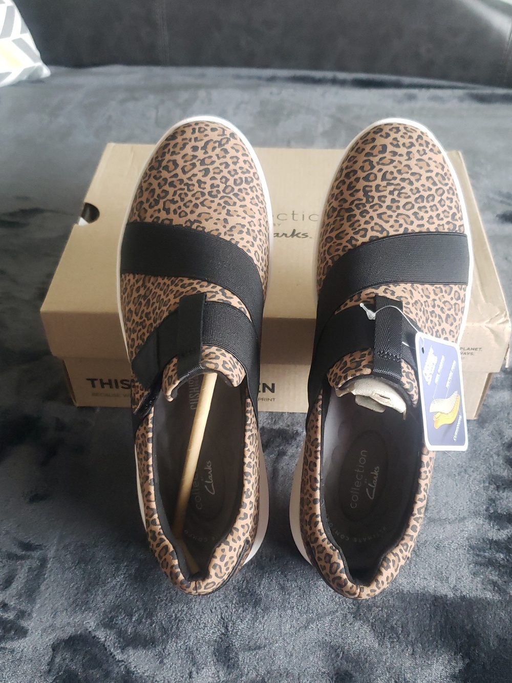 Clarks Women’s Leopard Print Slip-On Sneakers